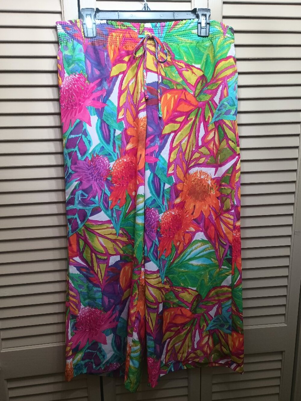 Lauren Ralph Lauren Tropical Print Wide Leg Cropped Pull-on Pants Sz 1X